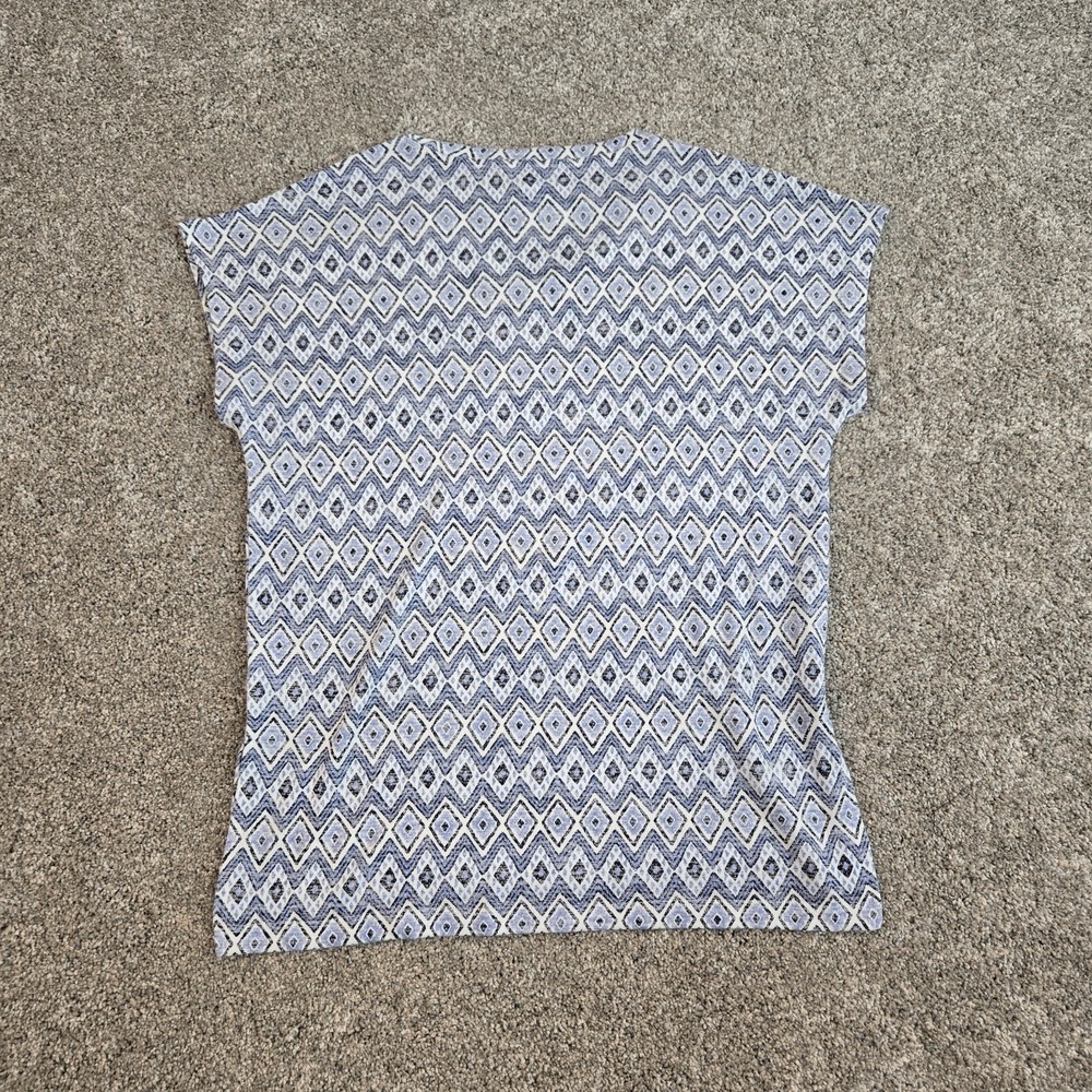 Orvis Shirt Womens Size Small Blue White Diamond Geo Print‎ Short Sleeve Stretch - Picture 5 of 9